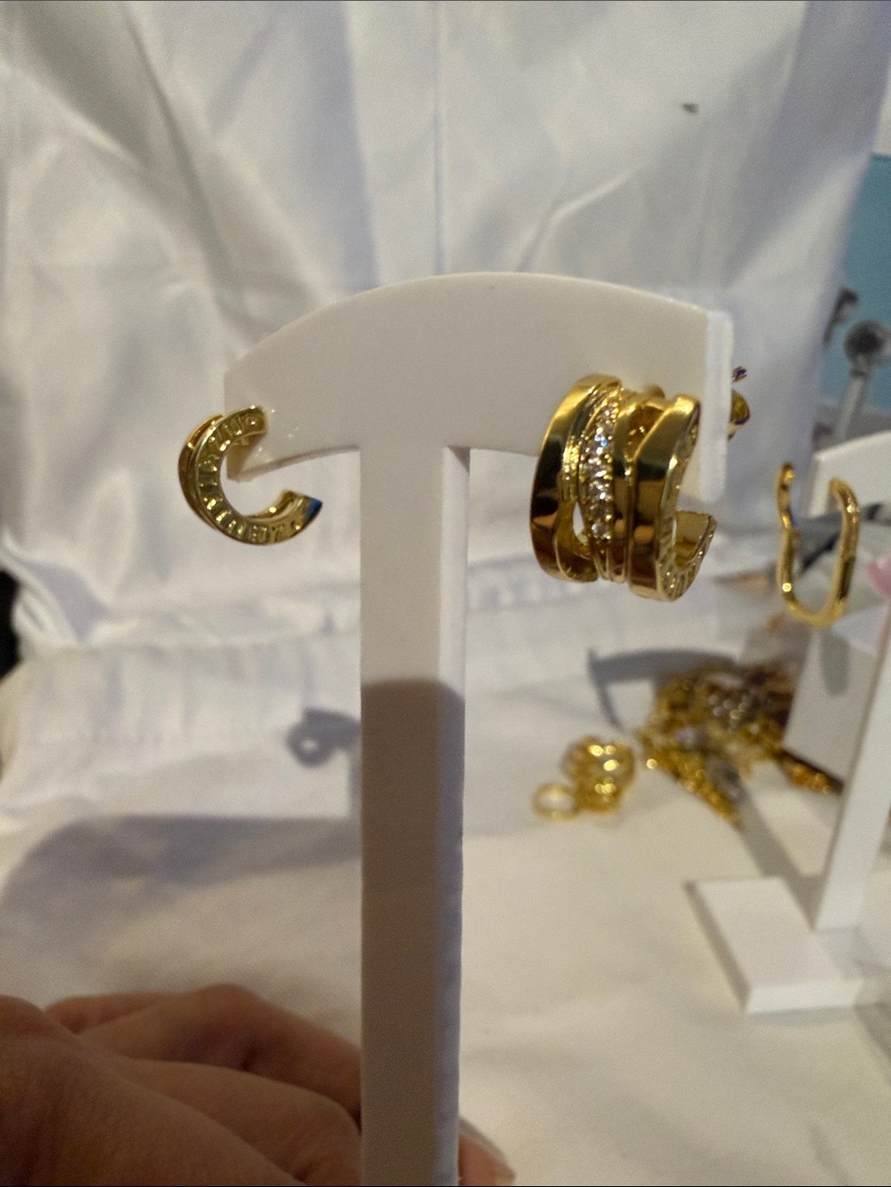 Gold Crystal Hoop Earrings - Women Jewelry
